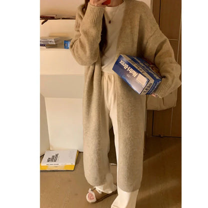 Women’s Knitted Cardigan – Mid-Length Loose Knitwear, Long Sleeve Casual Sweater Coat for Autumn and Winter Valerie