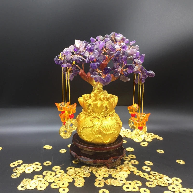 Seven-Chakra Crystal Tree | Natural Green Healing Stone | Feng Shui Crystal Tree Ornament