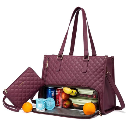Women’s Laptop Handbag & Insulated Cooler Lunch Bag, Waterproof for Work, School, or Travel|
 2pcs Ladies Shoulder Bags Set