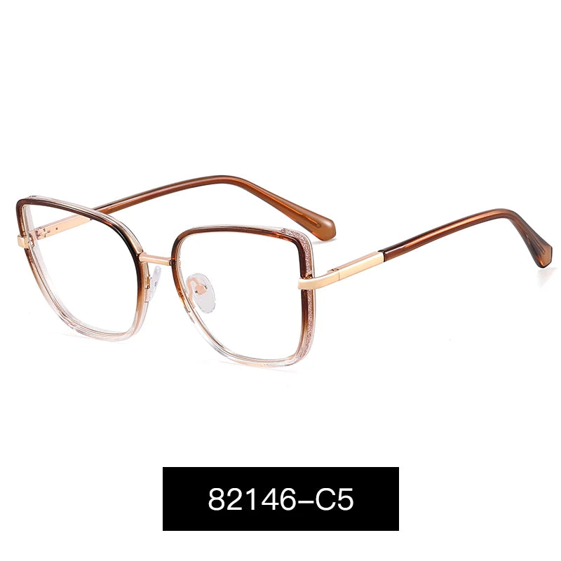 Large Frame Fashion Eyeglasses Women's Anti Blue Light Blocking Glasses