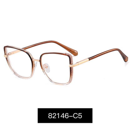 Large Frame Fashion Eyeglasses Women's Anti Blue Light Blocking Glasses