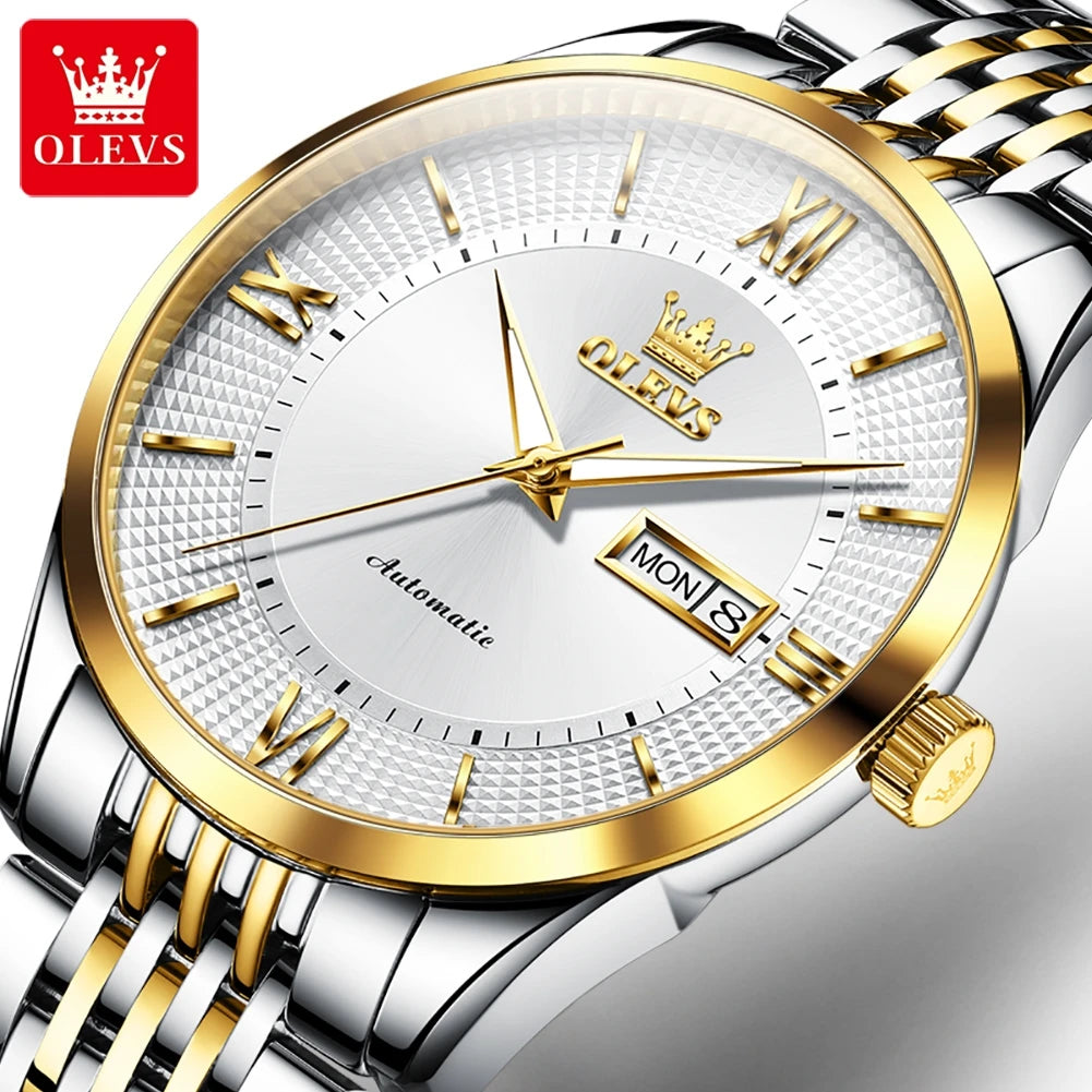 OLEVS 6657 Men's Automatic Watch - Waterproof, Stainless Steel Strap, Japanese Mechanical Movement