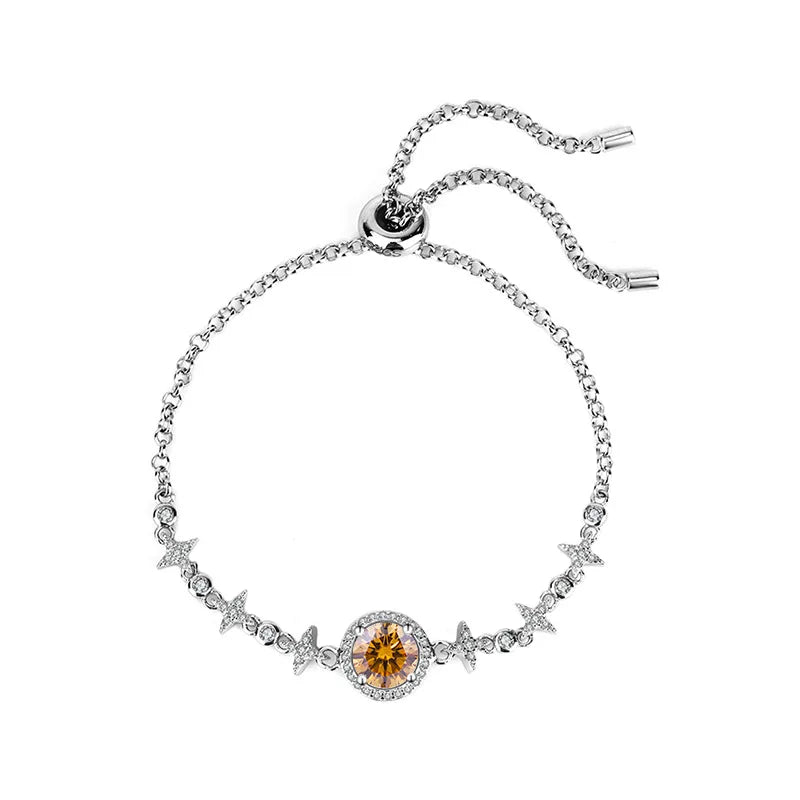 Fine Jewelry: 925 Sterling Silver Moissanite Bracelet with Bowknot Design Althea