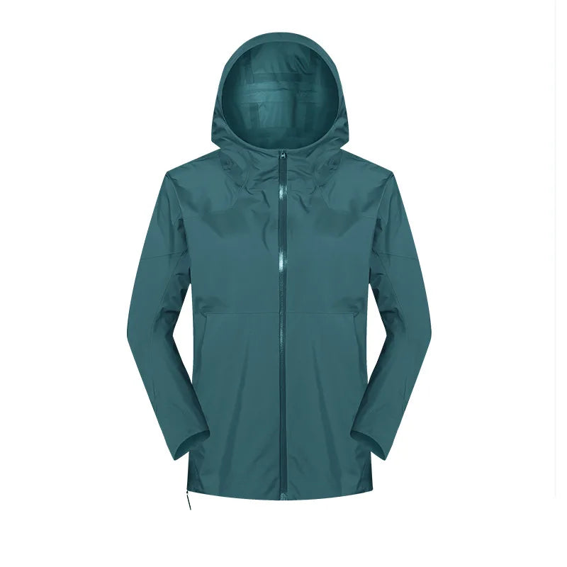 Women's Windproof Waterproof Hooded Jacket – Zip-Up High Neck Outdoor Jacket for Hiking, Climbing, and Adventure with Pockets Jackie