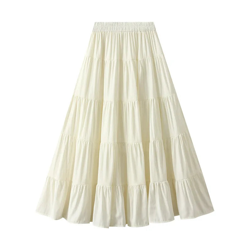 Women’s Cotton Linen Summer A-Line Skirt | Solid Patchwork Design, Lined, Casual Style for Ladies Liza