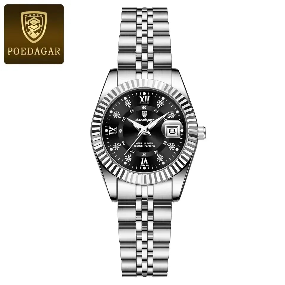 POEDAGAR 780 Luxury Quartz Watch for Women – Elegant Waterproof Luminous Ladies Stainless Steel Watch
