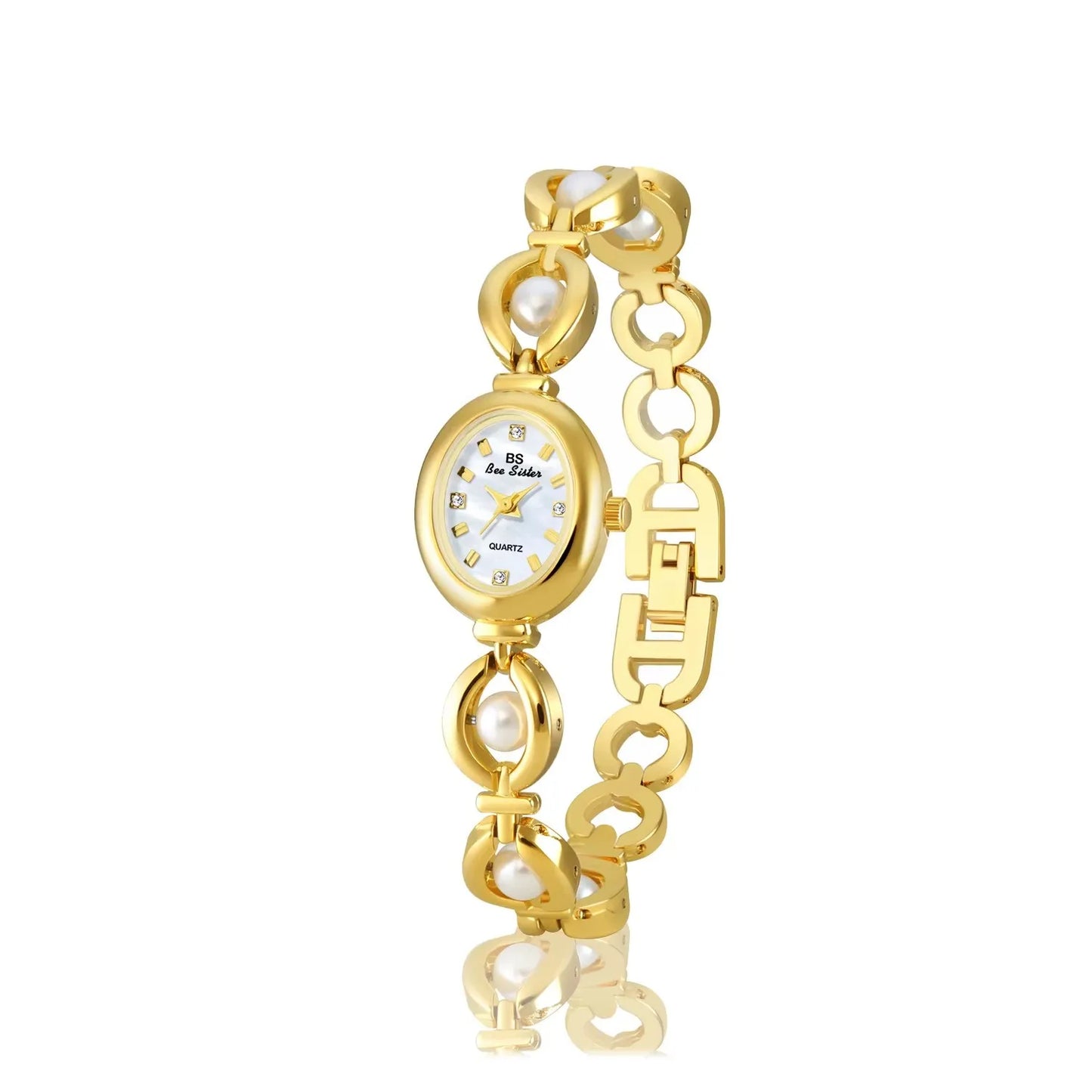 Luxury Watch for Women – High-Quality Fashion Pearl Bracelet Wristwatch, Elegant Gift for Ladies Marion
