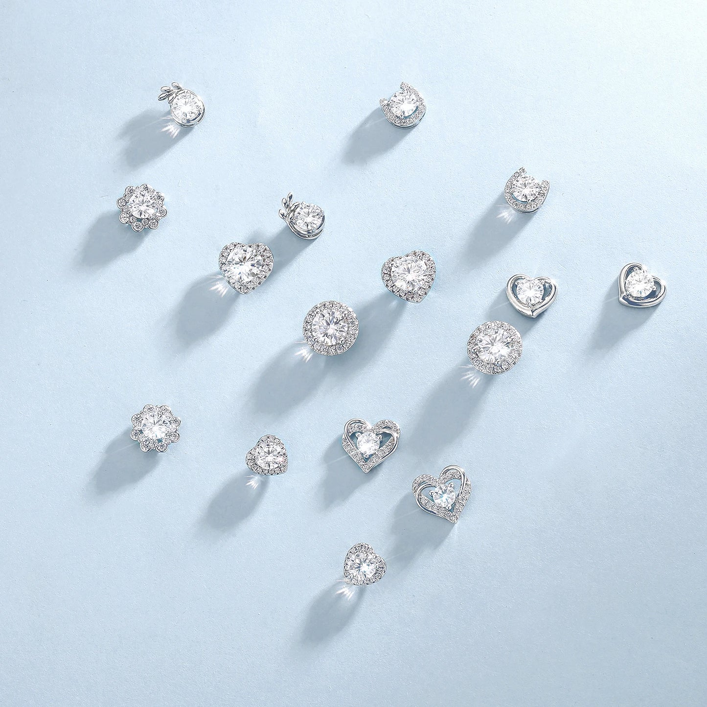 Moissanite Heart Stud Earrings – VVS1 GRA Certified Lab‑Created Diamond, 925 Sterling Silver with 14K White Gold, Hypoallergenic