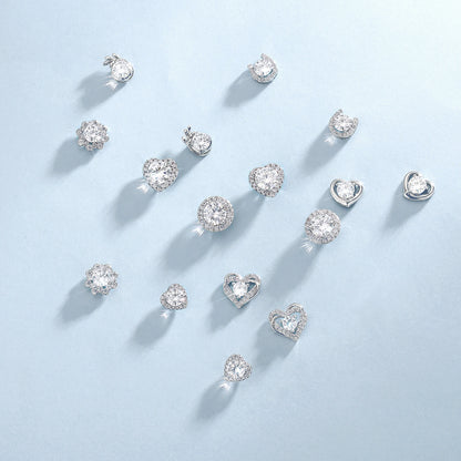 Moissanite Heart Stud Earrings – VVS1 GRA Certified Lab‑Created Diamond, 925 Sterling Silver with 14K White Gold, Hypoallergenic