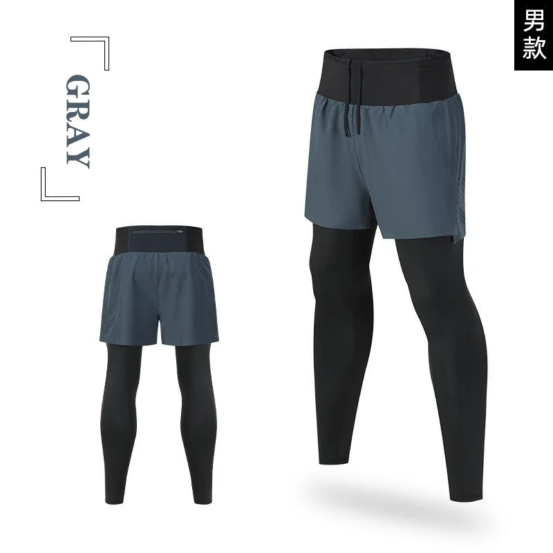 Men's Breathable Quick Dry Gym Leggings Elastic Waist Compression Tights for Fitness Running Training Workout Solid Alin