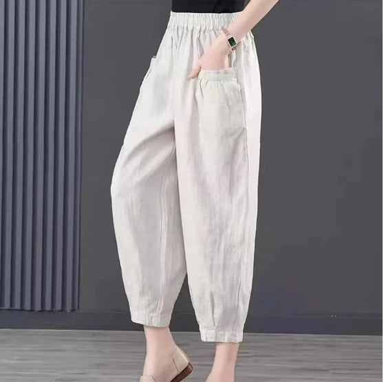Women's Oversized Cotton Linen Lantern Pants | High-Waist Summer Casual Pants with Pockets Erica