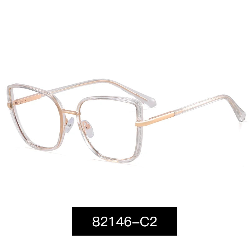 Large Frame Fashion Eyeglasses Women's Anti Blue Light Blocking Glasses