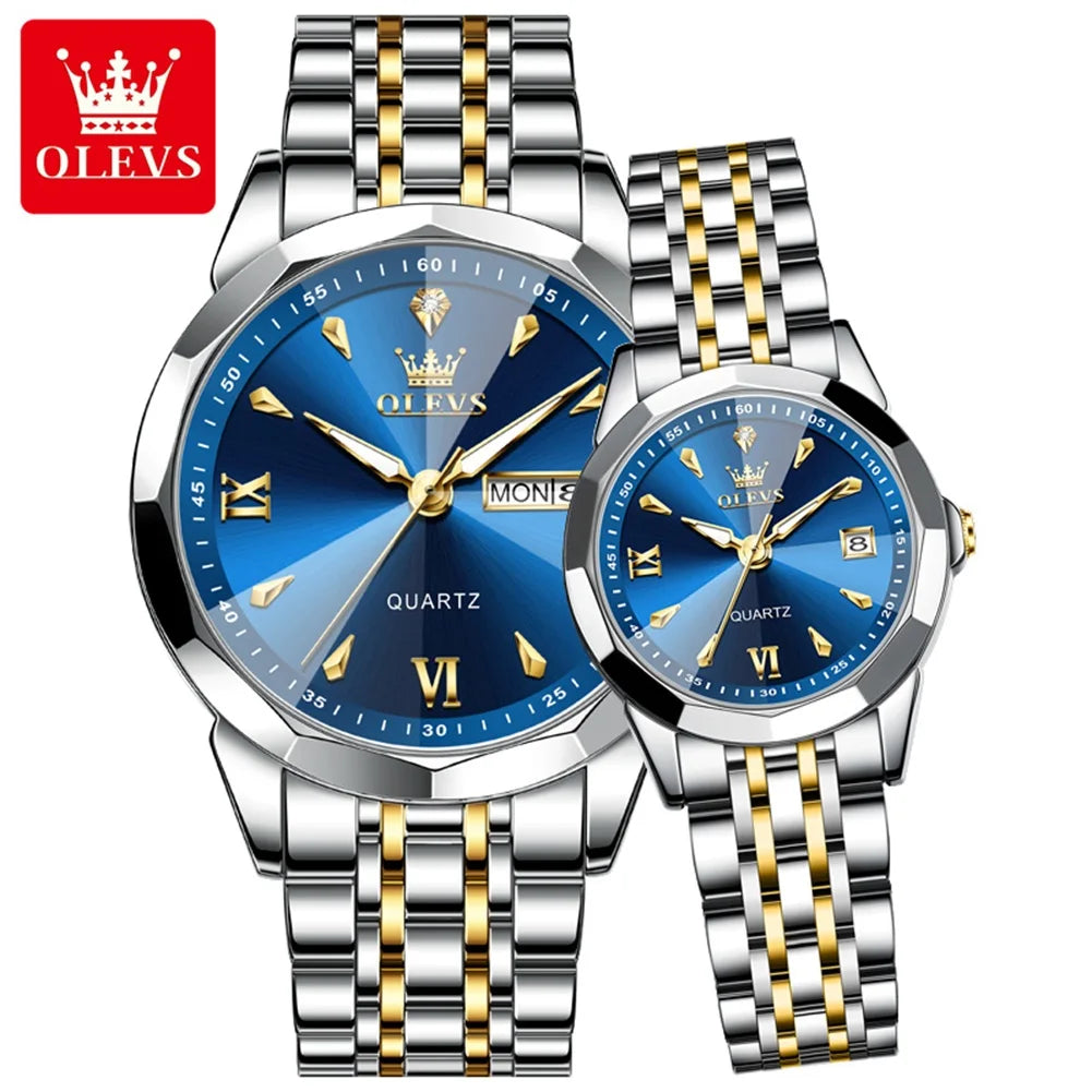 OLEVS 9998 Quartz Watch For Men & Women – Original Stainless Steel Band, Waterproof, with Calendar