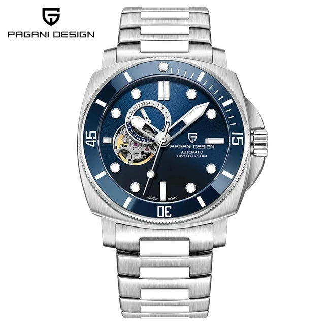 PAGANI DESIGN PD1736 Men's Automatic Mechanical Watch - 2024 New Sapphire Diving Watch, Stainless Steel