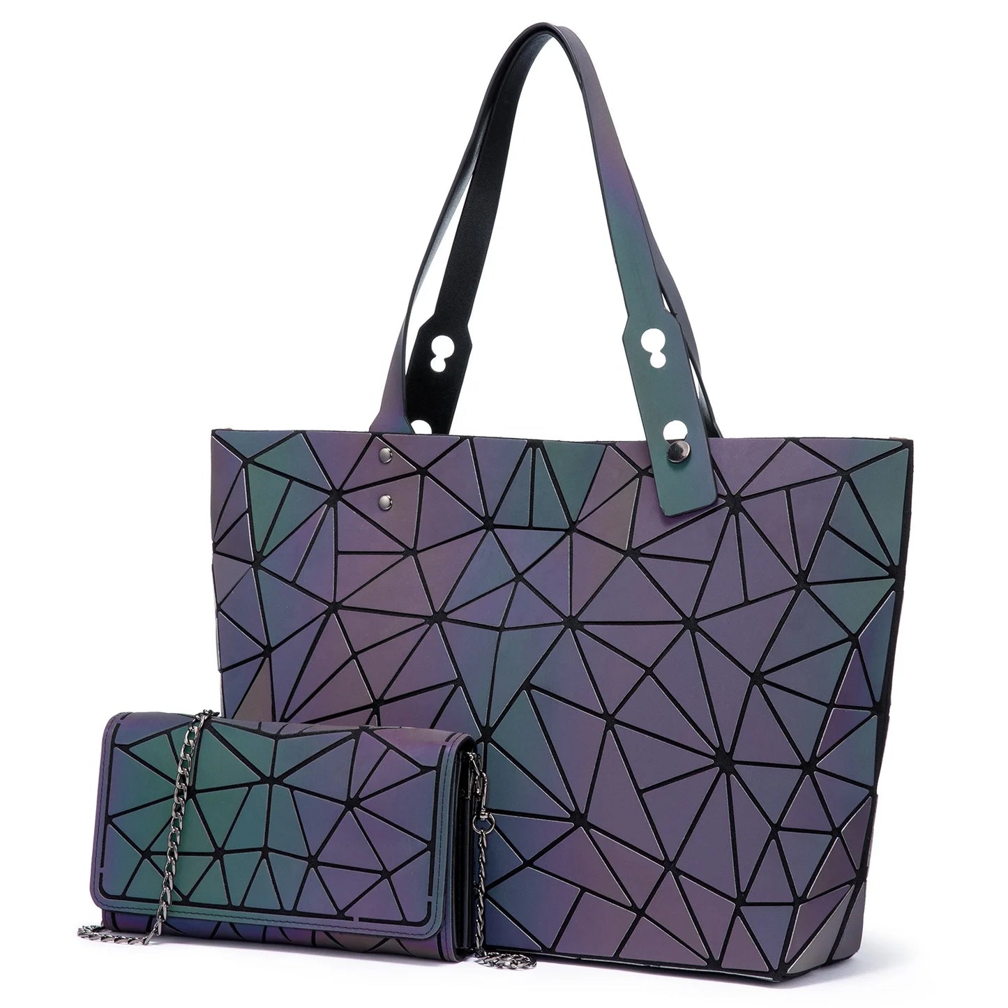 Shoulder Bags Wallet 3 Pieces Set Ladies Geometric Luminous Bag Jela