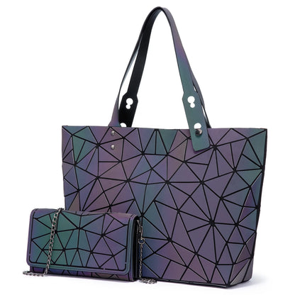 Shoulder Bags Wallet 3 Pieces Set Ladies Geometric Luminous Bag Jela