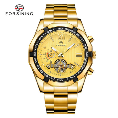 FORSINING 8235 Men's Mechanical Watch – New Arrival, Stainless Steel Band, Waterproof, Luminous, Vintage Business Design