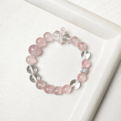 JD GEMS Premium Natural Rose and Clear Quartz Beaded Bracelet – High-Quality Genuine Quartz Jewelry for Gifts & Anniversaries