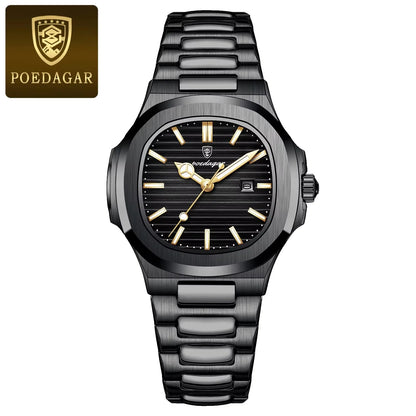 POEDAGAR 789 Ladies Luxury Watch – High-Quality Square Stainless Steel Waterproof Quartz Women's Fashion Business Watch Charlize