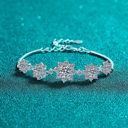 1CT Moissanite Snowflake Bracelet – Luxurious 925 Sterling Silver, Rhodium-Plated Fashion Jewelry Georgia