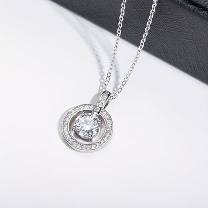Round Cut Moissanite Necklace – 925 Sterling Silver Beating Heart Pendant, Luxury Fashion Jewelry for Women Lily