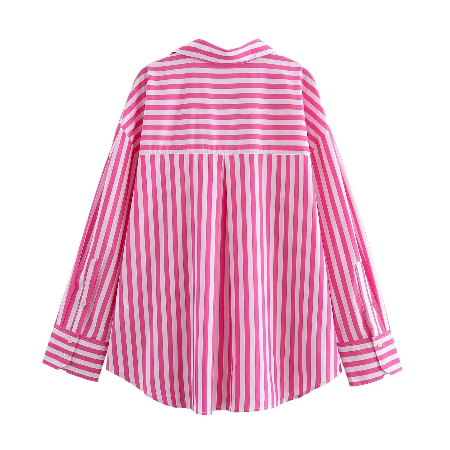 Women's Striped Poplin Lapel Shirt - Spring Fashion Long Sleeve Top Anika