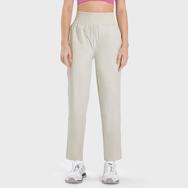 Women Quick-Dry Gym Jogger Pants With Pocket Fitness Running Wear Breathable Solid Pattern Adult Size