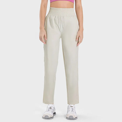 Women Quick-Dry Gym Jogger Pants With Pocket Fitness Running Wear Breathable Solid Pattern Adult Size