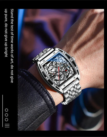 CHENXI 8885 Fully Hollow-Out Mechanical Watch – Men’s Stainless Steel Skeleton Automatic Business Watch, Waterproof
