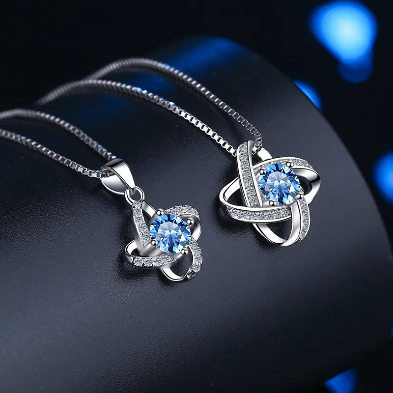 Fine Glamorous Jewelry: 1CT Round Cut VVS1 Blue Moissanite Pendant Necklace in S925 Sterling Silver – Perfect Women’s Gift
