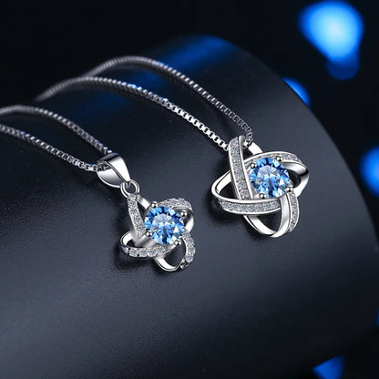 Fine Glamorous Jewelry: 1CT Round Cut VVS1 Blue Moissanite Pendant Necklace in S925 Sterling Silver – Perfect Women’s Gift
