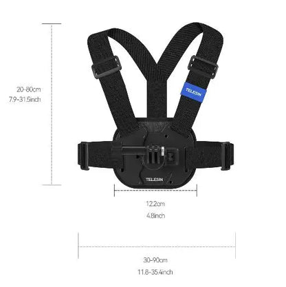 TELESIN Adjustable Quick-Release Chest Strap | Action Camera Mount for DJI, GoPro, Insta360
