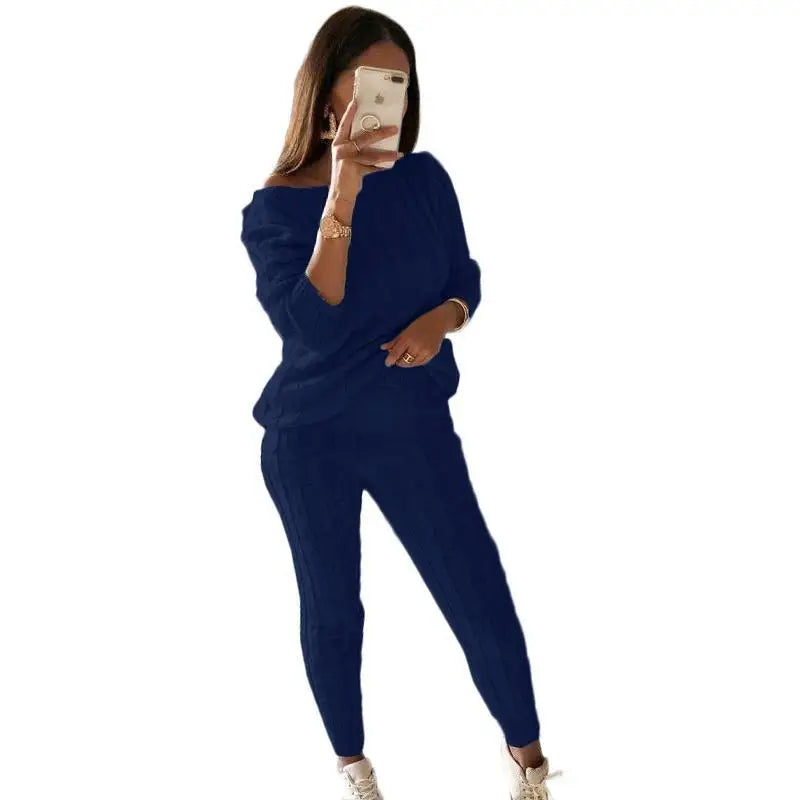 Women's Multi-Color Turtleneck Sweater Set - Drop Shoulder Knitwear for Comfortable Fall Fashion Lavinia