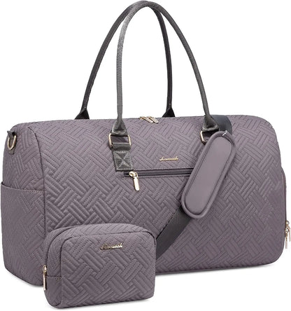 LOVEVOOK 2022 Luxury Quilted Weekender Duffel Bag - Custom Canvas Travel Bag for Men & Women Glazy