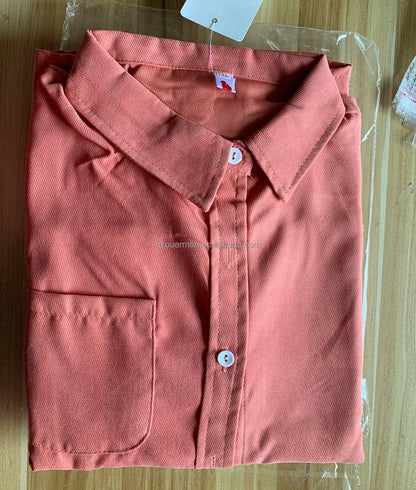 Women's Long Sleeve Corduroy Shirt – Lapel Collar Single-Breasted Button-Up Blouse with Pockets Stella