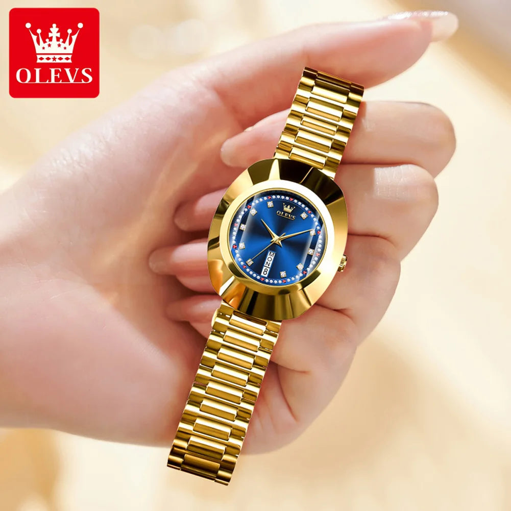 OLEVS 7017 Luxury Stainless Steel Women's Watch – Luminous, Diamond, Waterproof, Calendar Quartz Design