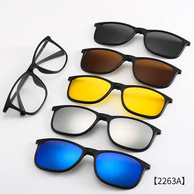 5-in-1 Polarized Magnetic Clip-On Sunglasses for Men & Women – Optical Frame with Magnet Clip-On Sun Glasses Robb