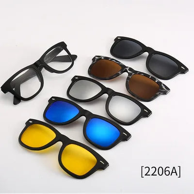 5-in-1 Polarized Magnetic Clip-On Sunglasses for Men & Women – Optical Frame with Magnet Clip-On Sun Glasses Robb