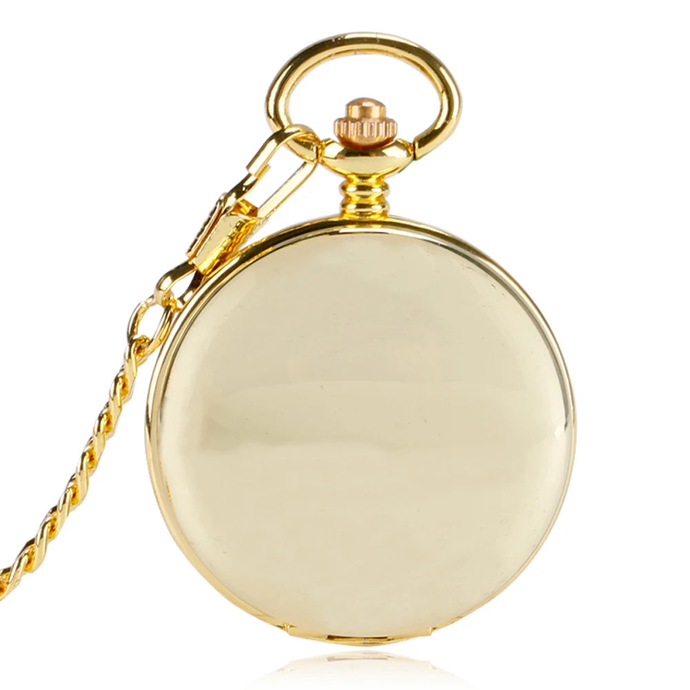Blank Silver Smooth Double Full Hunter Case Pocket Watch – Steampunk Skeleton Dial Mechanical Watch with Chain Arnaud