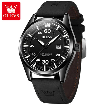 OLEVS 9962 Men's Luxury Watch - Ultra-Thin Leather Band, Business Casual Quartz Wristwatch