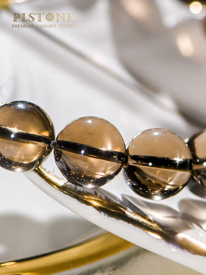 Natural Smoke Citrine Crystal Bracelet – Gold Bangle for Men and Women, Perfect Birthday Gift or Couple’s Jewelry