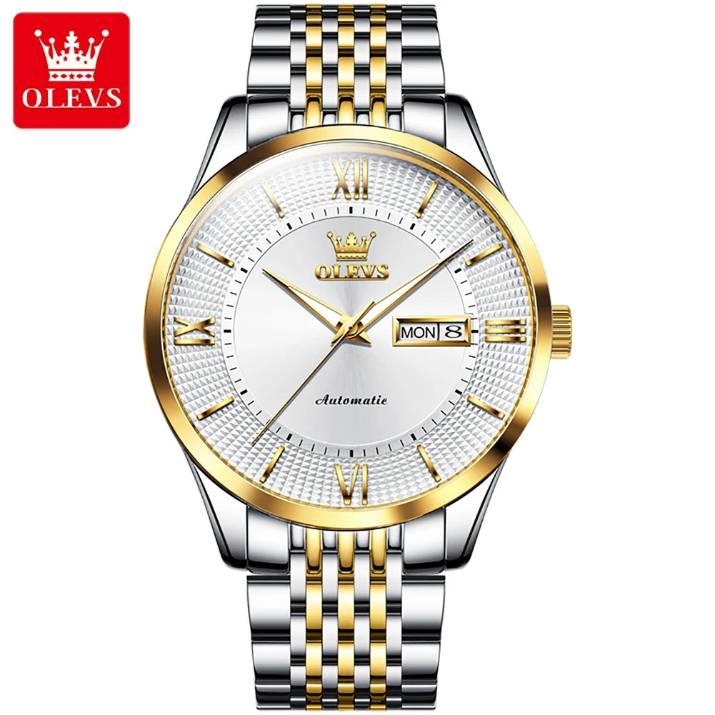 OLEVS 6657 Men's Automatic Watch - Waterproof, Stainless Steel Strap, Japanese Mechanical Movement