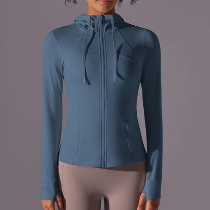 Women's Butter Luxe Full-Zip Workout Hoodie Jacket – Slim Fit, Lightweight Athletic Yoga Jacket with Pockets and Thumb Holes Ginny