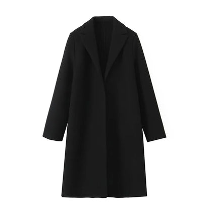 Women's Mid-Length Lapel Coat - Autumn & Winter Loose Button Jacket Ursula