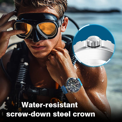North Edge TRITON Solar-Powered Diving Watch – Men’s Quartz Watch with 316L Stainless Steel Case