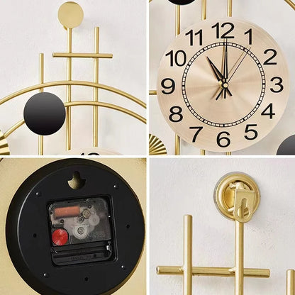 Modern Luxury Metal Wall Clock – Silent Quartz Hanging Clock for Living Room and Home Decor