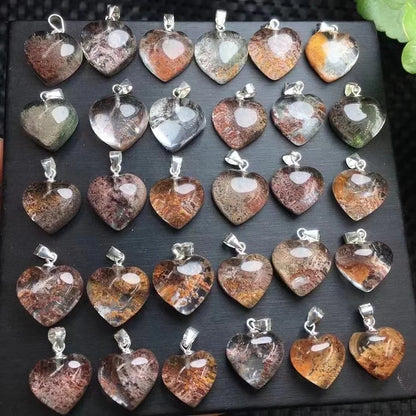 Natural Quartz Gemstone Necklace - S925 Silver Garden Quartz Heart Pendant Jewelry