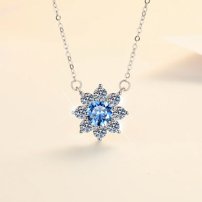 Luxury Jewelry: Sunflower 1CT Blue VVS1 Moissanite Pendant Necklace in S925 Sterling Silver – GRA Certified Women’s Gift