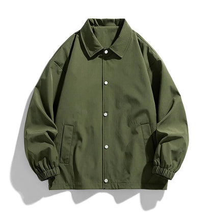 Polyester Windbreaker Jacket | Unisex Loose Fit Lapel Collar Plain Coach Jackets Darcy