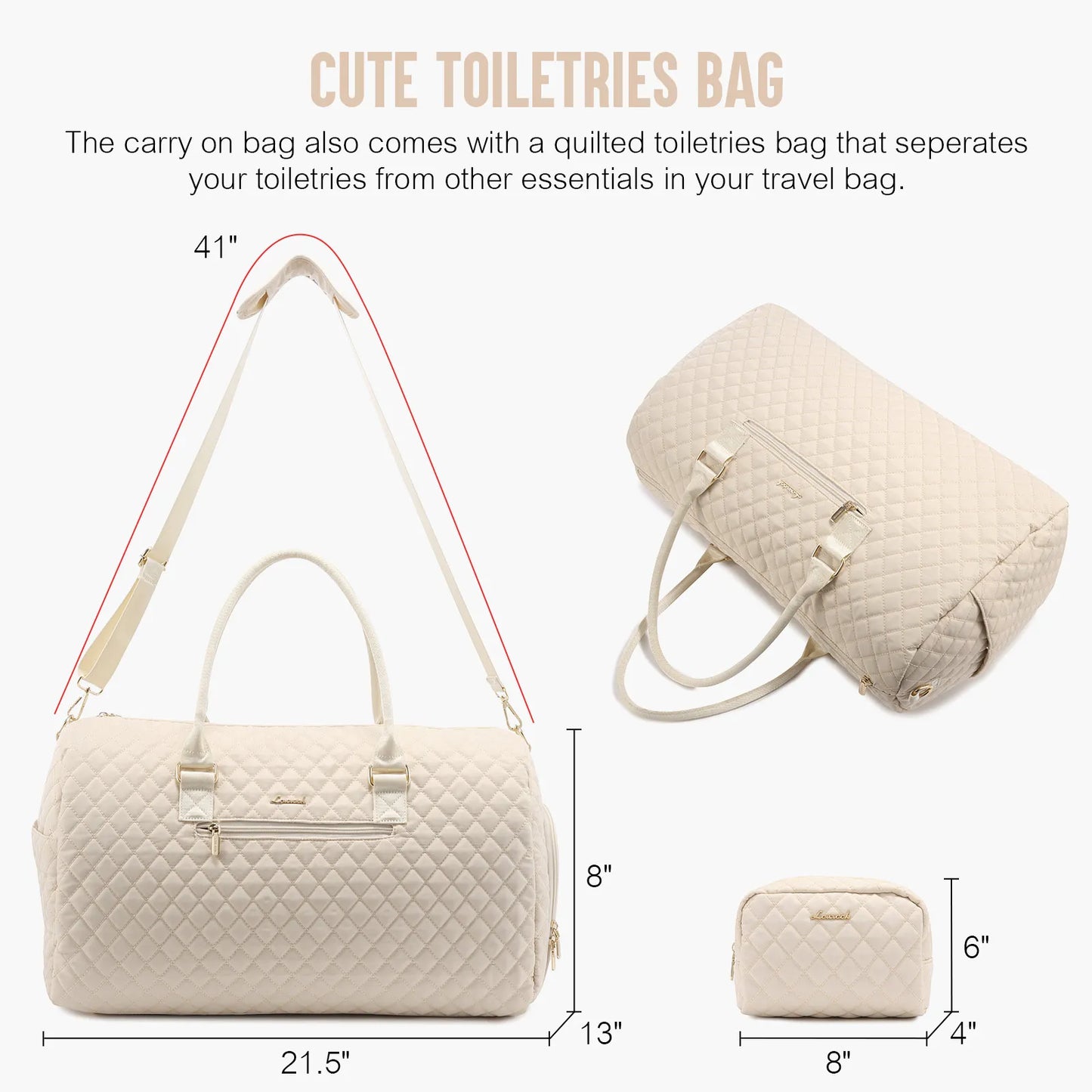 LOVEVOOK 2022 Luxury Quilted Weekender Duffel Bag - Custom Canvas Travel Bag for Men & Women Glazy